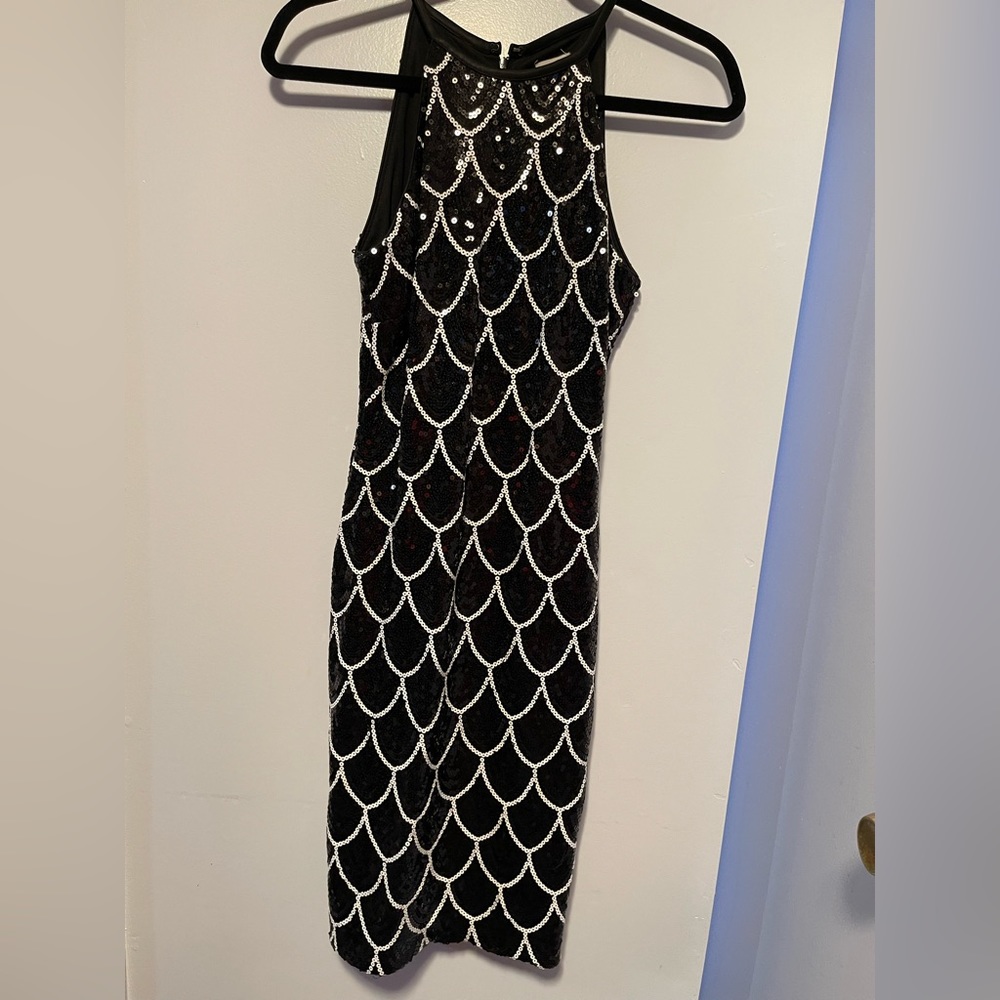 Cache black sequence dress